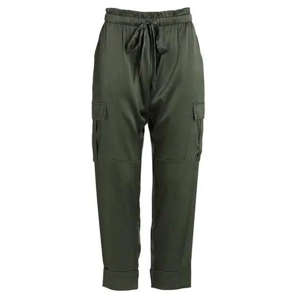 CAMI NYC Green Silk Blend Cargo crop Jogger Pants S